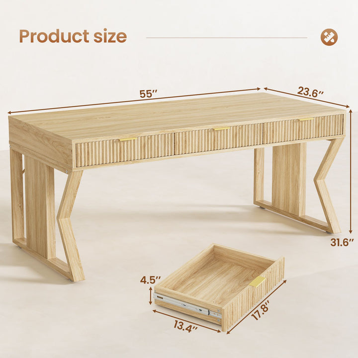 SEDETA® 55 Inch Executive Desk Home Office Desk with Storage Drawers