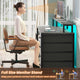 SEDETA - 66 Inch Computer Desk Home Office Desk Gaming Desk with Led Lights Power Outlet 5 File Drawer Storage Shelves Printer Cabinet and Monitor Shelf