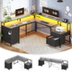 SEDETA 108 Inch L Shaped Gaming Desk Two Person Desk with File Drawer and Power Outlet