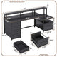 SEDETA - 66 Inch Computer Desk Home Office Desk Gaming Desk with Led Lights Power Outlet 5 File Drawer Storage Shelves Printer Cabinet and Monitor Shelf