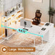 SEDETA® 64.5 Inch Reversible L Shaped Gaming Desk U Shaped Computer Desk with Power Outlet LED Lights and Storage Shelves