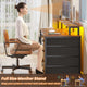 SEDETA - 66 Inch Computer Desk Home Office Desk Gaming Desk with Led Lights Power Outlet 5 File Drawer Storage Shelves Printer Cabinet and Monitor Shelf