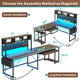 SEDETA - 67 Inch L Shaped Gaming Desk Reversible Computer Desk with Led Lights Power Outlet Pegboard Keyboard Tray and Storage Bag for Home Office