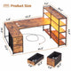 SEDETA® 64.5 Inch Reversible L Shaped Gaming Desk U Shaped Computer Desk with Power Outlet LED Lights and Storage Shelves