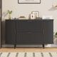 SEDETA 39.4 Inch File Cabinet for Home Office Modern Fluted Curved Cabinet with 2 Sliding Door Storage