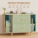 SEDETA 39.4 Inch File Cabinet for Home Office Modern Fluted Curved Cabinet with 2 Sliding Door Storage