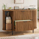 SEDETA 39.4 Inch File Cabinet for Home Office Modern Fluted Curved Cabinet with 2 Sliding Door Storage