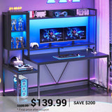 SEDETA | 60 Inch LED PC Gaming Desk with Storage Shelves and Display Cabinet