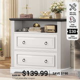 SEDETA 33.8 Inch 2 Drawer File Cabinet Farmhouse Wood File Cabinets Wood Lateral File Cabinet with Printer Stand Storage Shelf