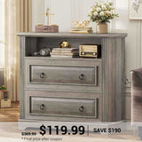 SEDETA | 33.8 Inch 2 Drawer File Cabinet Classical American with Printer Stand Storage Shelf Filing Cabinet Fits Letter Legal A4 Size