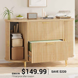 SEDETA | 39.4 Inch File Cabinet Light Luxury Design with 2 Drawers and Sliding Doors Spacious Storage and Printer Stand for Home Office