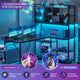 SEDETA® 58 Inch L Shaped Computer Desk LED Corner Gaming Desk Home Office with Bookshelf