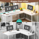 SEDETA - 62.2 Inch L Shaped Gaming Desk Reversible Computer Desk Gaming Desk with Led Lights Power Outlet Fabric Drawers Hutch and Storage Shelf