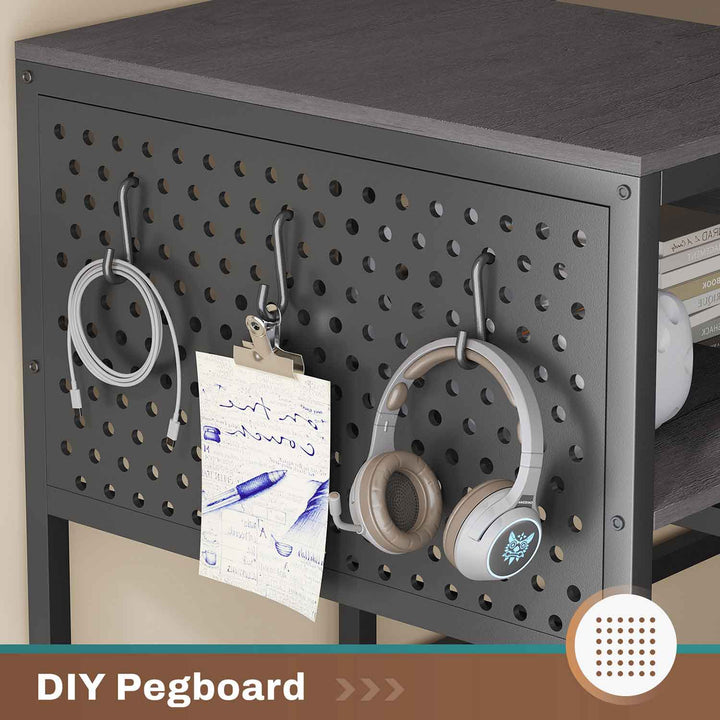 SEDETA® 96 Inch L Shaped LED Gaming Desk Reversible Home Office Computer Table Pegboard and Storage Shelves