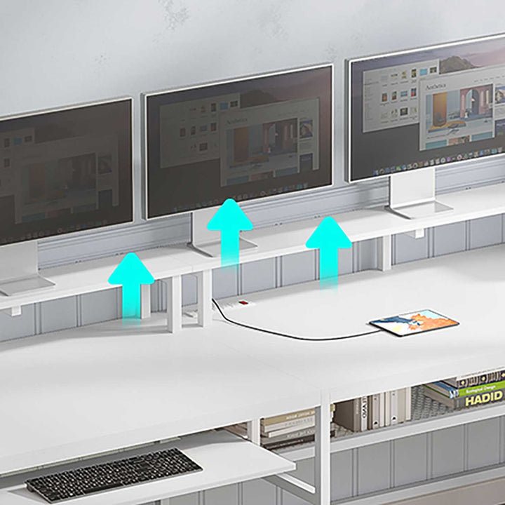SEDETA® 96 Inch L Shaped LED Gaming Desk Reversible Home Office Computer Table Pegboard and Storage Shelves