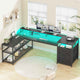 SEDETA | 67 Inch Reversible L Shaped Led Gaming Desk with Drawers for Home Office