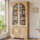 SEDETA 71 Inch Farmhouse Arched Bookcase with Glass Doors Tall Bookshelves with 4-Tier Wooden Pantry Storage Cabinet Adjustable Shelves