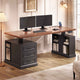 SEDETA 63 Inch Farmhouse Electric Standing Desk with 3 Drawers Storage Shelves Height Adjustable Computer Desk with Power Outlets