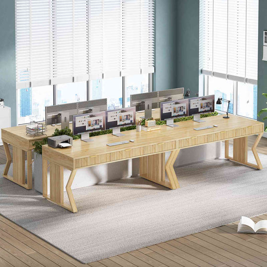 SEDETA | 55 Inch Fluted Executive Desk Computer Study Table Spacious D