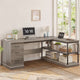 SEDETA® 57.9 Inch Farmhouse L Shaped Computer Desk with Storage Shelves and File Drawers for Home Office