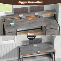 SEDETA® 66 Inch Computer Desk Home Office LED Gaming Table with 5 Drawer