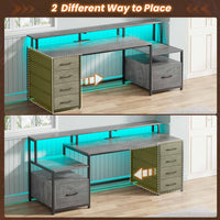 SEDETA® 66 Inch Computer Desk Home Office LED Gaming Table with 5 Drawer
