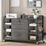 SEDETA - 44 Inch 2 Drawer File Cabinets with Power Strip Lock 6 Storage Shelves for Home Office