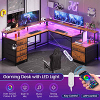 SEDETA | 108 Inch Gaming Desk Two Person L Shaped Desk with File Drawer for Home Office