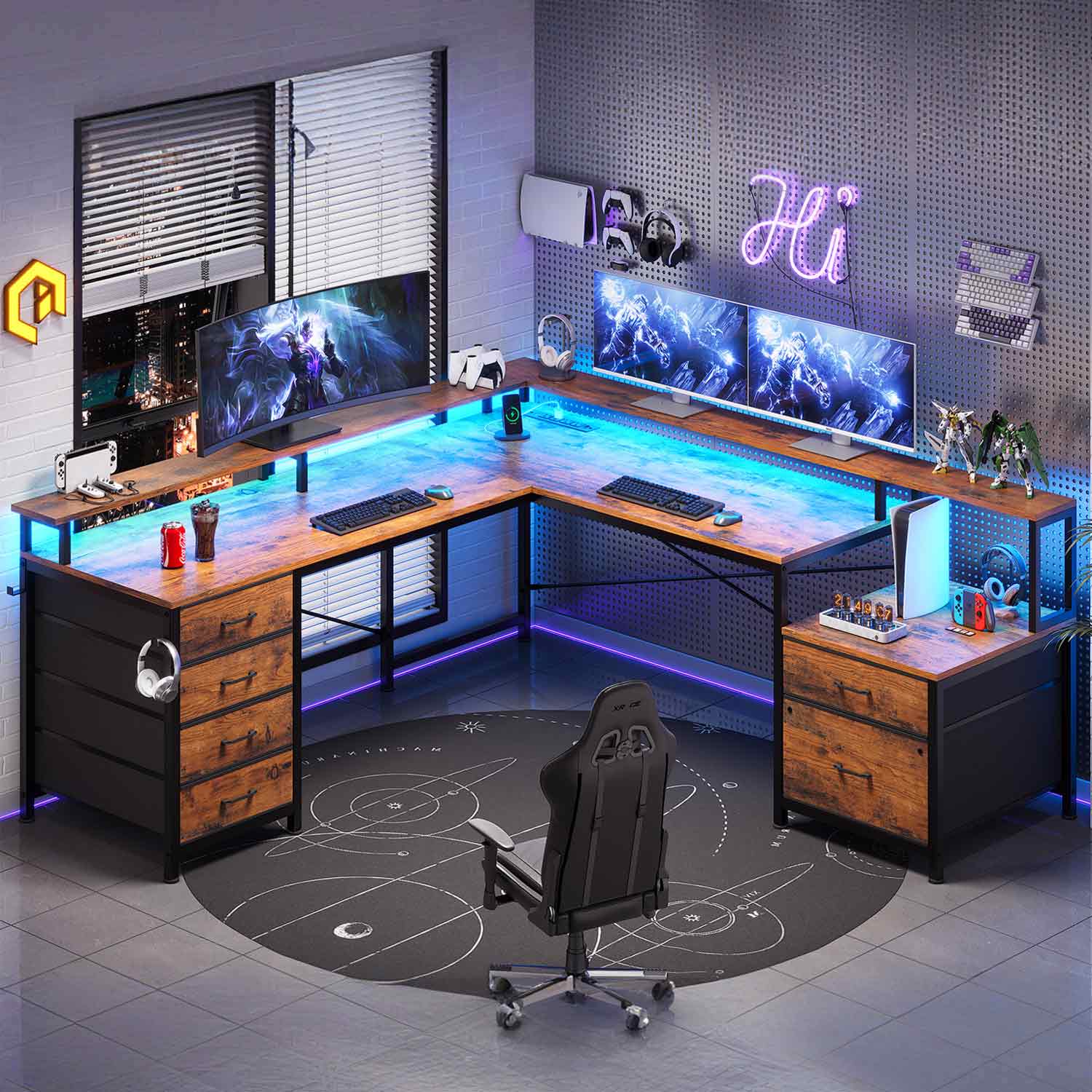 SEDETA® 108 Inch L Shaped Gaming Desk Corner Home Office Computer Desk