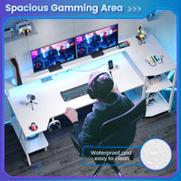SEDETA® 55 Inch Large PC LED Gamer Desk Computer Gaming Table with Storage Shelves Power Outlet