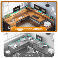 SEDETA | 108 Inch Gaming Desk Two Person L Shaped Desk with File Drawer for Home Office