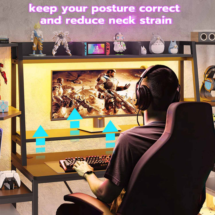 SEDETA 65.7 Inch Gaming Desk Large PC Gamer Desk Workstation with LED Lights