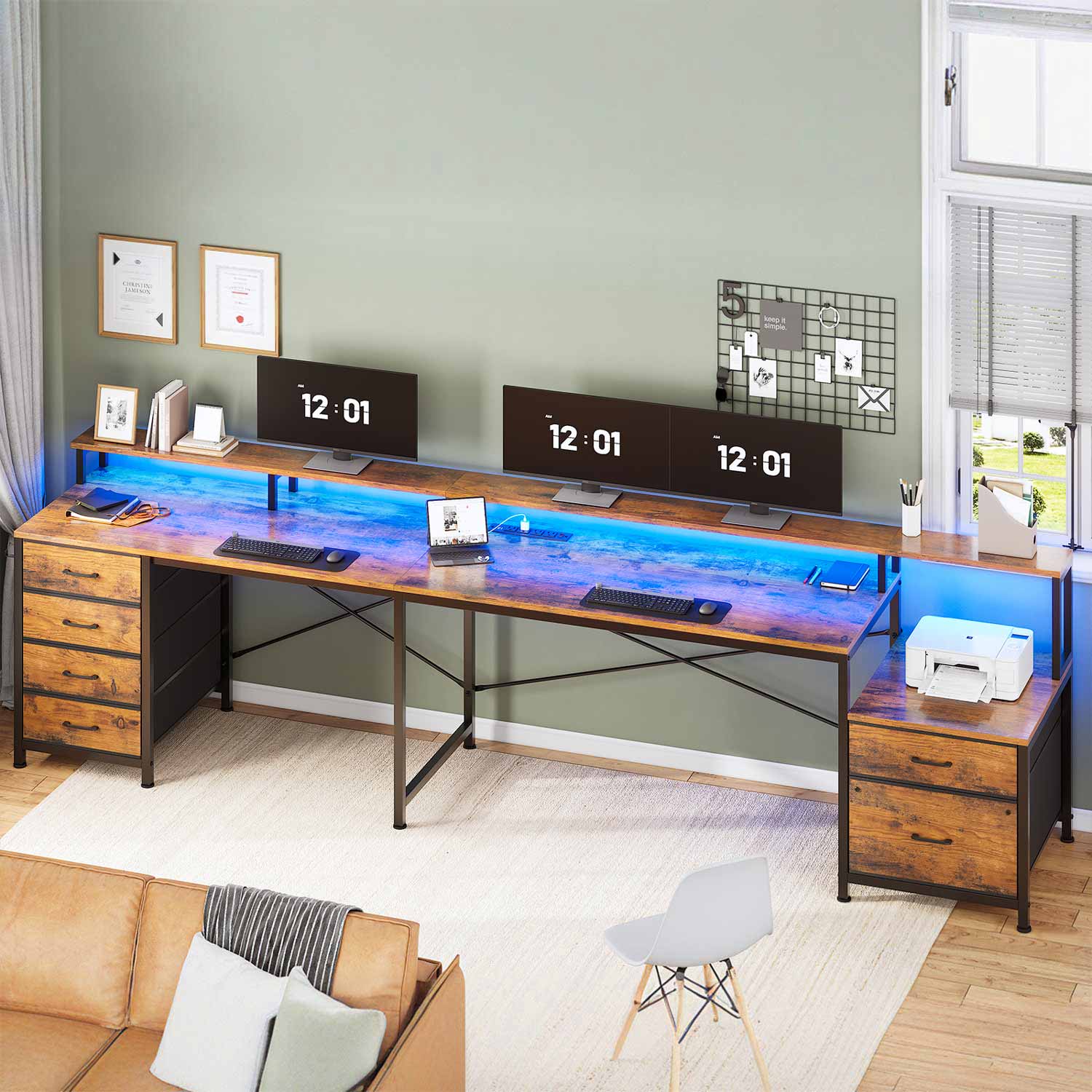 SEDETA® 108 Inch L Shaped Gaming Desk Corner Home Office Computer Desk