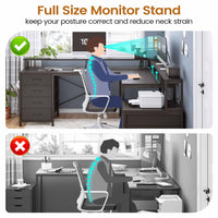 SEDETA | 108 Inch Gaming Desk Two Person L Shaped Desk with File Drawer for Home Office