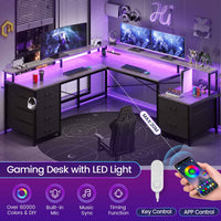 SEDETA | 108 Inch Gaming Desk Two Person L Shaped Desk with File Drawer for Home Office