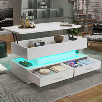 SEDETA® 40 Inch Lift Top Coffee Table with Storage Drawers and LED Light for Living Room