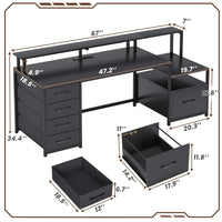 SEDETA® 66 Inch Computer Desk Home Office LED Gaming Table with 5 Drawer