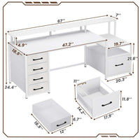 SEDETA® 66 Inch Computer Desk Home Office LED Gaming Table with 5 Drawer