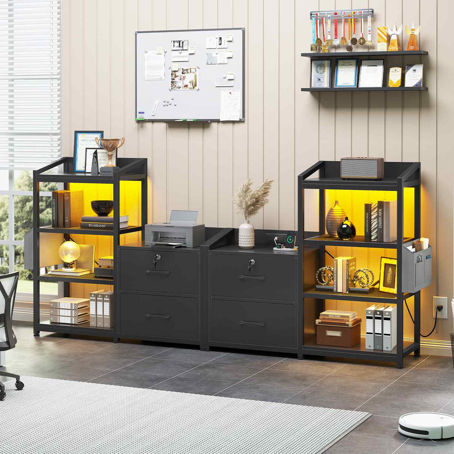 Four Inch Files SEDETA 35.4 Inch File Cabinet Filing Cabinet with 2 Drawer fits Letter