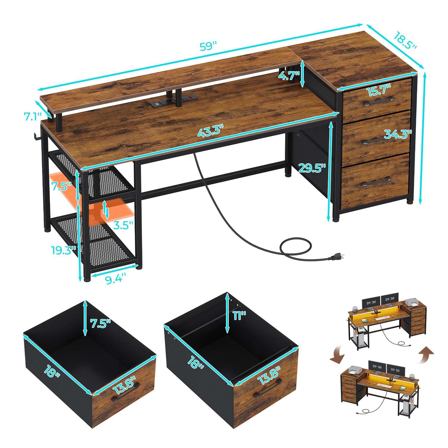 59 inch desk sales