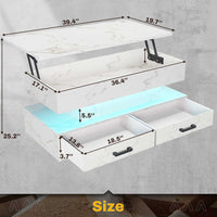 SEDETA® 40 Inch Lift Top Coffee Table with Storage Drawers and LED Light for Living Room