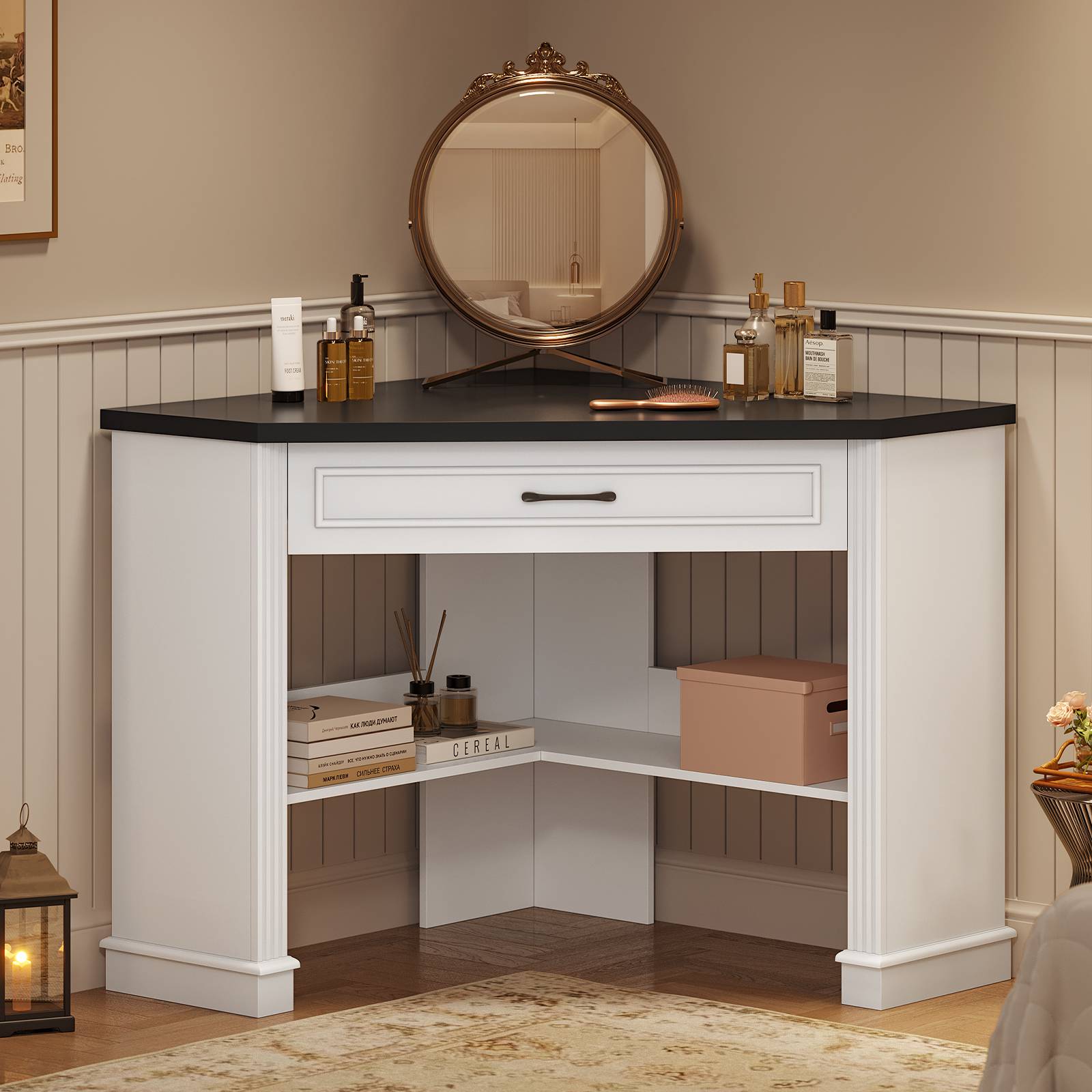 SEDETA 31.5 Inch Corner Desk Farmhouse Computer Desk with Storage Draw