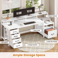 SEDETA | 75 Inch LED Gaming Desk Large Computer Desk with 5 Drawers and Storage Shelves for Home Office