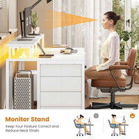 SEDETA | 75 Inch LED Gaming Desk Large Computer Desk with 5 Drawers and Storage Shelves for Home Office