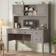 SEDETA® 47.3 Inch Farmhouse Computer Desk Executive Office Desk with Drawers Storage Cabinet and Open Storage Shelves