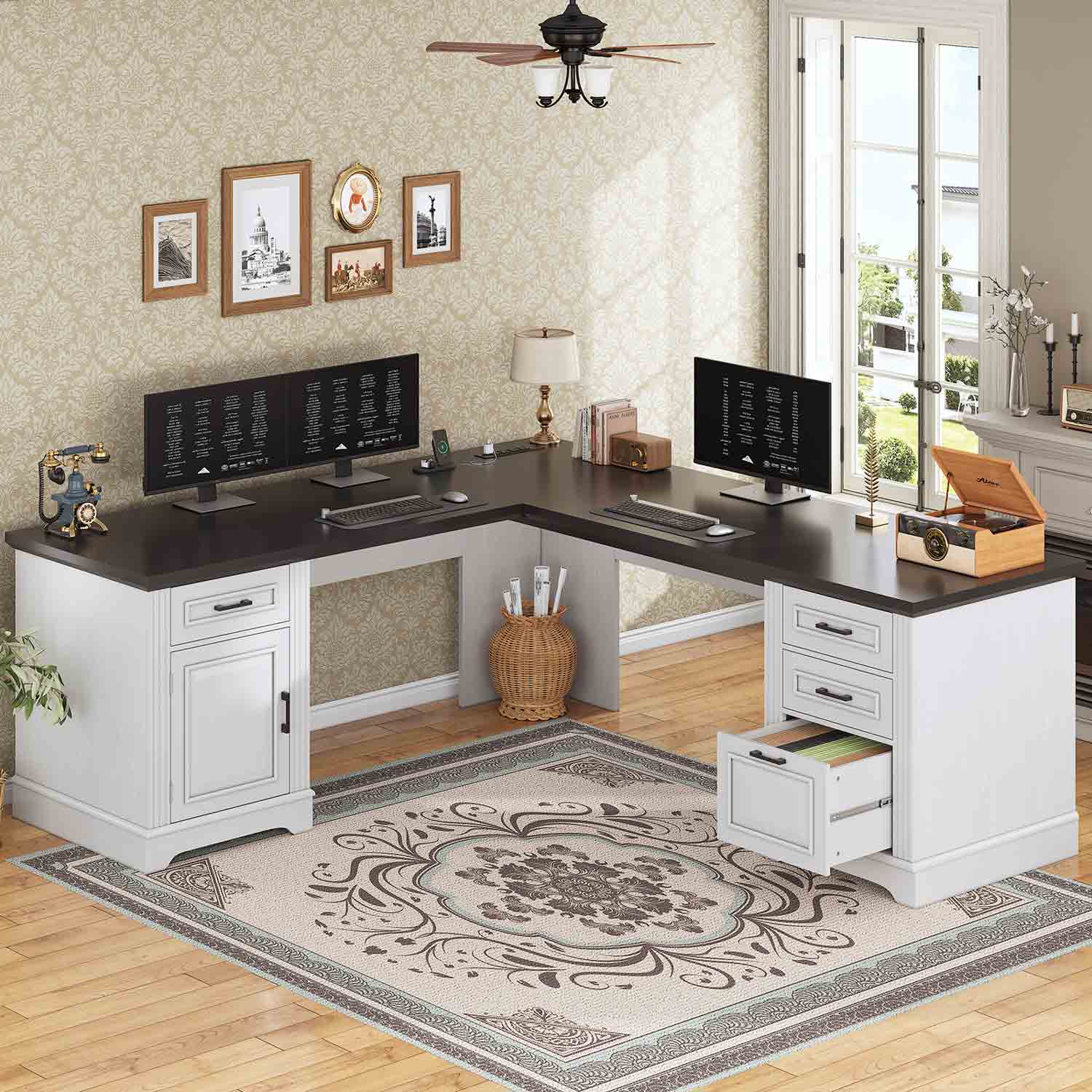 SEDETA 69 Inch Executive L Shaped Computer Desk with Drawers and Stora