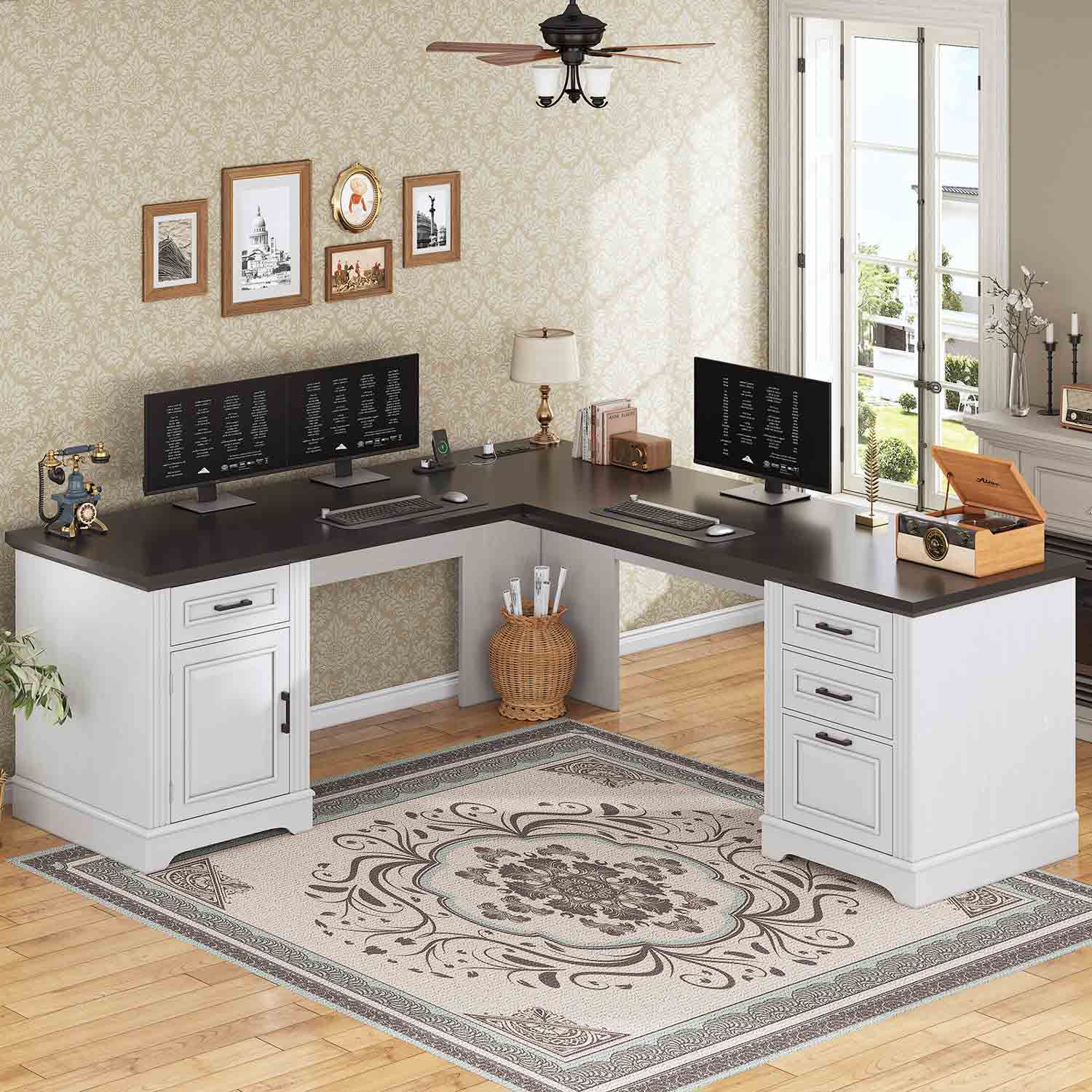 SEDETA 69 Inch Executive L Shaped Computer Desk with Drawers and Stora