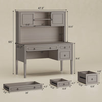 SEDETA® 47.3 Inch Farmhouse Computer Desk Executive Office Desk with Drawers Storage Cabinet and Open Storage Shelves