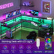 SEDETA 66 Inch L Shaped Gaming Desk Two Person Desk with Led Lights