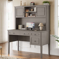 SEDETA® 47.3 Inch Farmhouse Computer Desk Executive Office Desk with Drawers Storage Cabinet and Open Storage Shelves